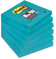 Etykiety samoprzylepne i bloki etykiet - Post-It 3M Bloczek samoprzylepny Super Sticky (654-6SS-EB), 76x76mm, 1x90 kartek, elektryczny błękit 3M-70005253284 - miniaturka - grafika 1