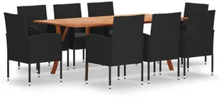 vidaXL 9-częściowy zestaw mebli ogrodowych czarny - Meble ogrodowe - miniaturka - grafika 2