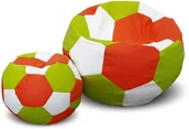 Fotele i pufy dla dzieci - Pufa piłka XXXL worek + gratis pomarańczowo-limonkowo-biała - miniaturka - grafika 1