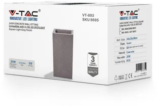 v-tac Kinkiet V-TAC BETON 2xG9 LED Prostokąt Jasno Szary IP20 VT-893 - Lampy ścienne - miniaturka - grafika 11