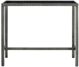 vidaXL Lumarko Ogrodowy stolik barowy, szary 130x60x110 cm, polirattan i szkło! 313462 - Stoły ogrodowe - miniaturka - grafika 2