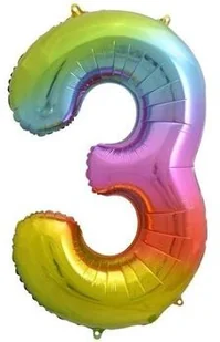 GO Balon foliowy cyfra 3 tęczowy - 85 cm - 1 szt. HS-C34T3 - Balony i akcesoria - miniaturka - grafika 3