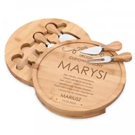 Deski do krojenia - Murrano Deska drewniana do sera zestaw akcesoria grawer dla żony na urodziny DSK-SER2-025 - miniaturka - grafika 1