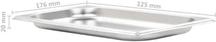 vidaXL vidaXL Tace gastronomiczne, 12 szt., GN 1/3 20 mm, stal nierdzewna - Wyposażenie lokali gastronomicznych - miniaturka - grafika 6
