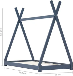 vidaXL Rama łóżka dziecięcego, szara, lite drewno sosnowe, 90 x 200 cm vidaXL - Łóżka dla dzieci i młodzieży - miniaturka - grafika 7