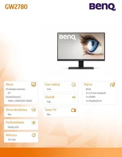 BenQ GW2780 27" czarny (9H.LGELA.TBE) - Monitory - miniaturka - grafika 7