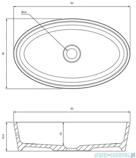 Omnires Bari M+ umywalka nablatowa 50x30cm biało-szary połysk BARI500UNBSP | - Umywalki - miniaturka - grafika 2