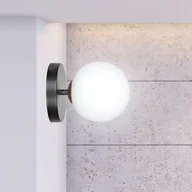 Lampy ścienne - EULUNA Kinkiet Kiba, czarny/złoty szklany kulisty klosz - miniaturka - grafika 1