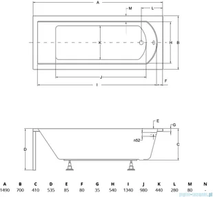 Besco Shea 150x70 WAS-150-PK - Wanny - miniaturka - grafika 2