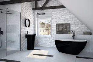 Besco Wanna wolnostojąca Goya XS Black&White 142x62 cm + - Wanny - miniaturka - grafika 4