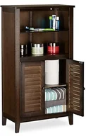 Szafki łazienkowe - Relaxdays Łazienka szafka ciemnobrązowy lamell  telefonu, szafka, szafka łazienkowa z bambusa, HBT: 92 x 50 x 25,5 cm 10020922 - miniaturka - grafika 1
