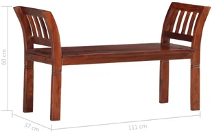 vidaXL vidaXL Ławka, 111 cm, lite drewno akacjowe - Ławki do przedpokoju - miniaturka - grafika 7