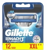 Maszynki do golenia i wkłady - Gillette Mach 3 Turbo Ostrza 12szt 100% Oryginał - miniaturka - grafika 1