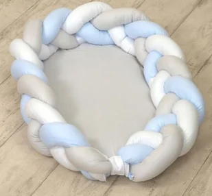 AMY 63815 Warkocz bawełna biały/szary/niebieski - Śpiworki dla dzieci - miniaturka - grafika 3