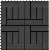Podesty i deski tarasowe - VidaXL Lumarko Płytki tarasowe, 11 szt., WPC, 30 x 30 cm, 1 m, czarne 45026 VidaXL - miniaturka - grafika 1