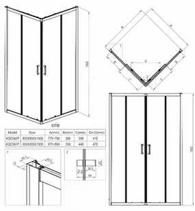 Deante Zestaw Denver Slim 90x90 kabina kwadratowa z brodzikiem + syfon KQC_041P^#BAA-90-K^A407 - Kabiny prysznicowe - miniaturka - grafika 9