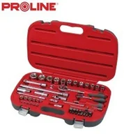 Zestawy narzędziowe - Proline Zestaw zestaw nasadek 1/4 i 1/2 55szt. 4-32mm, CrV 58755 - miniaturka - grafika 1