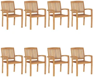 vidaXL Sztaplowane krzesła ogrodowe z poduszkami, 8 szt., tekowe! 3073250 - Fotele i krzesła ogrodowe - miniaturka - grafika 2