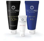 Kosmetyki po opalaniu - TattooMed tatuaż ochrona basen zestaw - Spar Bundle (Sun Protection LSF 50 100ml & After Sun 100ml & After Tattoo 25ml) - miniaturka - grafika 1