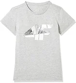 Koszulki sportowe męskie - 4F HJZ20-JTSD006B-25M Koszulka dla Dziewczecy, Szary HJZ20-JTSD006B-25M - miniaturka - grafika 1