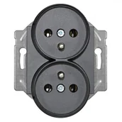 Gniazdka elektryczne - Viko Panasonic Gniazdo podwójne (modułowe) z uziemieniem Panasonic Novella czarny 92551071M - miniaturka - grafika 1