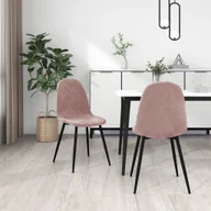 Krzesła - vidaXL Krzesła stołowe, 2 szt., różowe, obite aksamitem - miniaturka - grafika 1