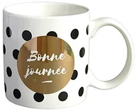 Kubki - LA CARTERIE Także carterie 76000608 dzień dobry kubek porcelanowy czarny/złoty 11,6 x 9,5 x 8,2 cm 76000608 - miniaturka - grafika 1