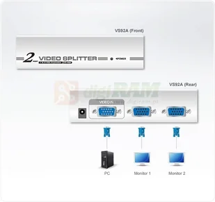 ATEN VS92A-AT-G 2-Port Video Splitter VS92A-AT-G - Rozgałęźniki - miniaturka - grafika 4