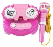 Instrumenty muzyczne dla dzieci - Teddies mikrofon do karaoke różowy na baterie ze światłem - miniaturka - grafika 1