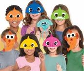 Stroje karnawałowe - Amscan Maski Baby Shark - 8 szt. 9908482 - miniaturka - grafika 1