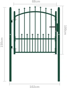 vidaXL Lumarko Furtka ogrodzeniowa z grotami, stalowa, 100x100 cm, zielona! 146393 - Akcesoria do ogrodzeń - miniaturka - grafika 5