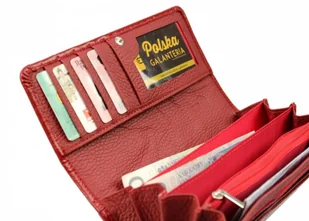 PolskaGalanteria.pl Portfel Damski PolskaGalanteria Z Wstawką Skóra Węża Długi Max Z Suwakiem Skóra Naturalna CZERWONY KP D13-WST - Portfele - miniaturka - grafika 3