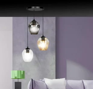 EULUNA Lampa wisząca Starla okrągła 3-pkt grafit/bursztyn - Lampy sufitowe - miniaturka - grafika 2