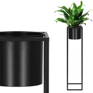 Kwietniki - Stojak na kwiaty 100 cm z doniczką nowoczesny kwietnik loft czarny mat GA0195 - miniaturka - grafika 1