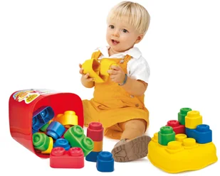 Clementoni CLEMMY Wiaderko z 20 Klockami FIOLETOWO-ŻÓŁTE 8005125147410 - Klocki - miniaturka - grafika 6