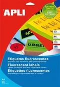 Etykiety do drukarek - Apli Etykiety fluorescencyjne 210x297mm, prostokątne, zielone AP2881 - miniaturka - grafika 1