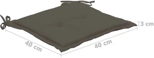 vidaXL Poduszki na krzesła ogrodowe, 4 szt., antracyt, 40 x 40 x 3 cm - Poduszki ogrodowe - miniaturka - grafika 7