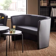 Sofy i kanapy - AJ Produkty Sofa CLOSE, 2 osobowa, czarna imitacja skóry - miniaturka - grafika 1