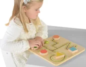 Tablice dla dzieci - Masterkidz Labirynt Przesuwany Figury Geometryczne Drewniana Tabliczka Masterkidz Łamigłówka MK00675 - miniaturka - grafika 1