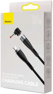 Baseus Kabel magnetyczny Zinc Magnetic USB-C do wtyk DC 4x1,7mm 100W PD 2m kątowy czarny) CATXC-T01 - Kable - miniaturka - grafika 9