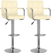 Taborety i hokery - vidaXL Hokery, 2 szt., kremowe, obite sztuczną skórą - miniaturka - grafika 1