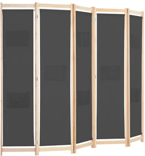 vidaXL Parawan 5-panelowy, szary, 200 x 170 x 4 cm, tkanina vidaXL - Parawany - miniaturka - grafika 3
