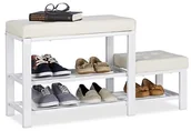 Szafki na buty - Relaxdays szafka na buty z taboretem, przytulna tapicerka siedziska, 2 poziomy, dla dzieci, wymiary: 50 x 90 x 20 cm, różne kolory 10023312_49 - miniaturka - grafika 1