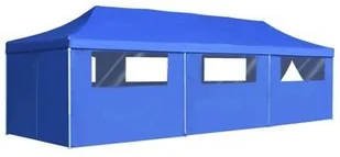 vidaXL Składany namiot z 8 ścianami bocznymi, 3 x 9 m, niebieski - Pawilony ogrodowe - miniaturka - grafika 10