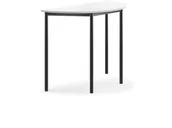 Meble do szkół i przedszkoli - AJ Produkty Stół BORS, półokrągły, 1200x600x900 mm, laminat biały, antracyt - miniaturka - grafika 1