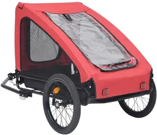 VidaXL Lumarko Przyczepka rowerowa dla zwierzaka, czerwono-czarna 92594 VidaXL - Sprzęt podróżny i transportery dla psów - miniaturka - grafika 5