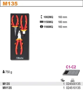Beta WKŁAD PROFIL. NA ZESTAW NARZ. 2450/M135 2451/MV135 - Kombinerki i obcęgi - miniaturka - grafika 2