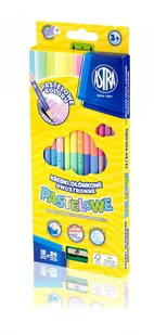 Kredki Astra Ołówkowe Trójkątne Dwustronne Pastelowe 12 Sztuk 24 Kolory - Przybory szkolne - miniaturka - grafika 2