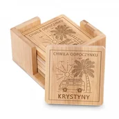 Pozostałe akcesoria barmańskie - Murrano Podkładki bambusowe pod piwo kawę zestaw x6 grawer chwila odpoczynku PDK-BMB-026 - miniaturka - grafika 1