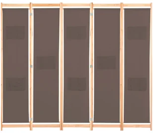 vidaXL Parawan 5-panelowy, brązowy, 200 x 170 x 4 cm, tkanina vidaXL - Parawany - miniaturka - grafika 2